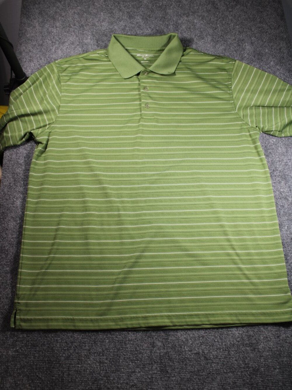 Tommy Armour Polo Shirt Men's Size XL Green Striped Short Sleeve Dri-Logic